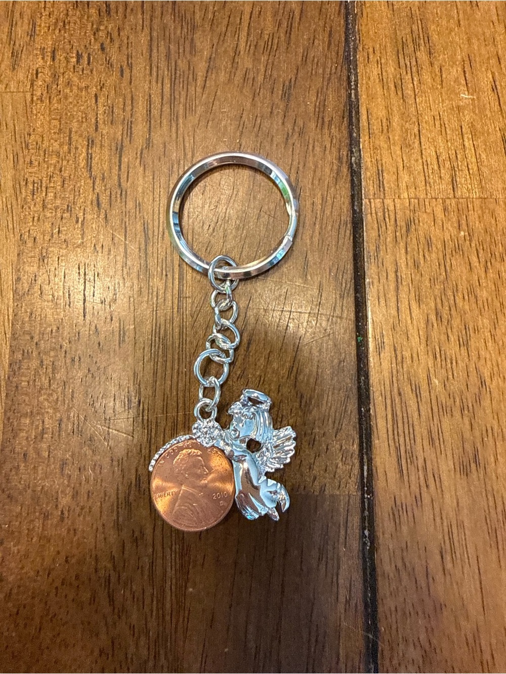 Silver Angel Pet Keychain with Copper Accent